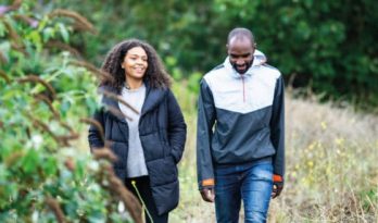 A couple walking in the countryside