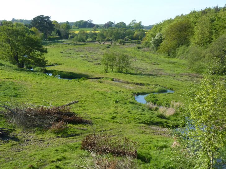 The River Glaven at Hunworth and the surrounding countryside