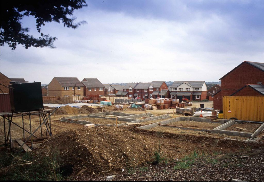 Houses under construction on a housing development