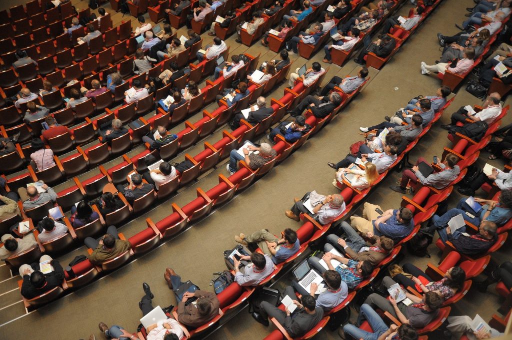 Conference in an auditorium