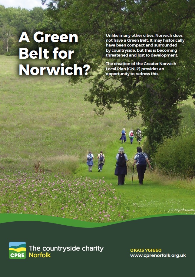 The front page of CPRE's leaflet - A Green Belt for Norwich