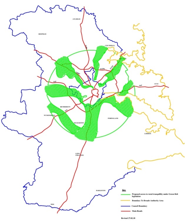 Green belt wedges radiating into the countryside