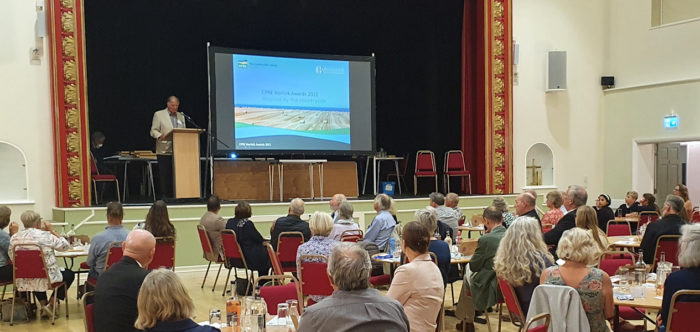 Tim O'Riordan presents to the audience at the CPRE Norfolk Awards 2021
