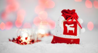 A Christmas bag and festive decorations