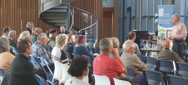 George Ridgway, CPRE Norfolk Treasurer, presents the 2022 accounts to the AGM