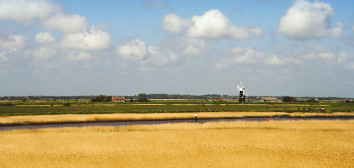 View over the marshes of the River Waveney at Burgh Castle, Norfolk
