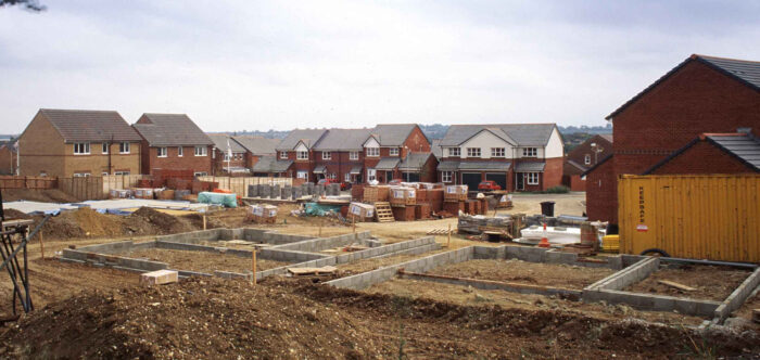 Houses under construction on a housing development