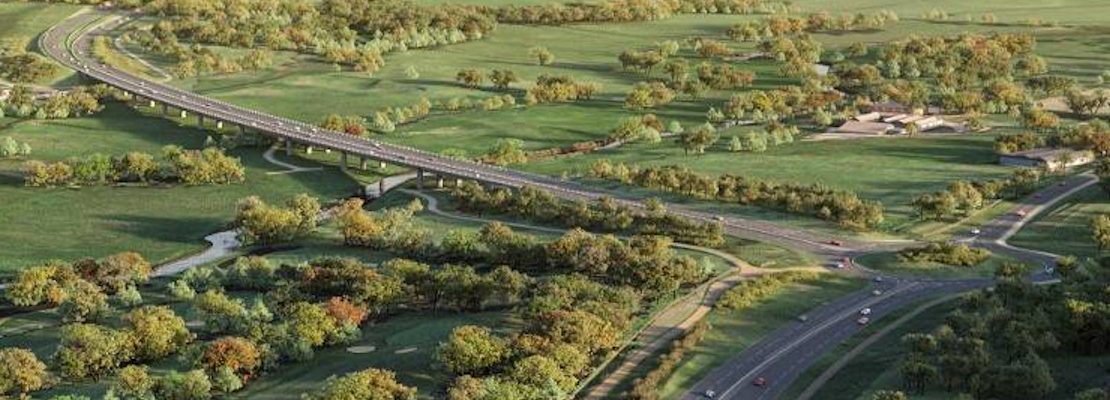 Visualisation of the North Western Link road viaducts from the Broadland Northway roundabout.