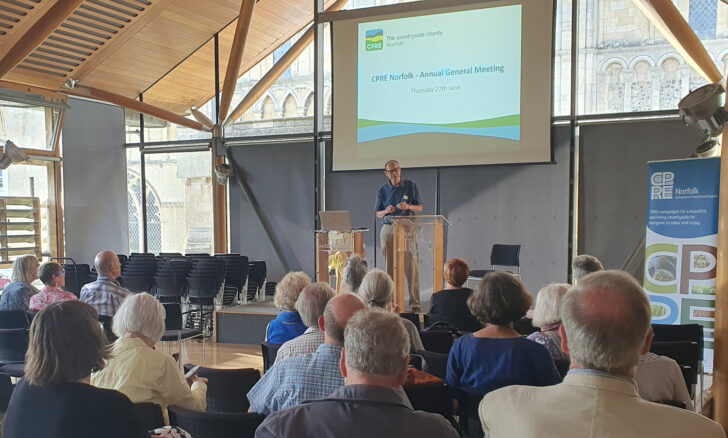 CPRE Norfolk Chairman addressing the audience at the AGM