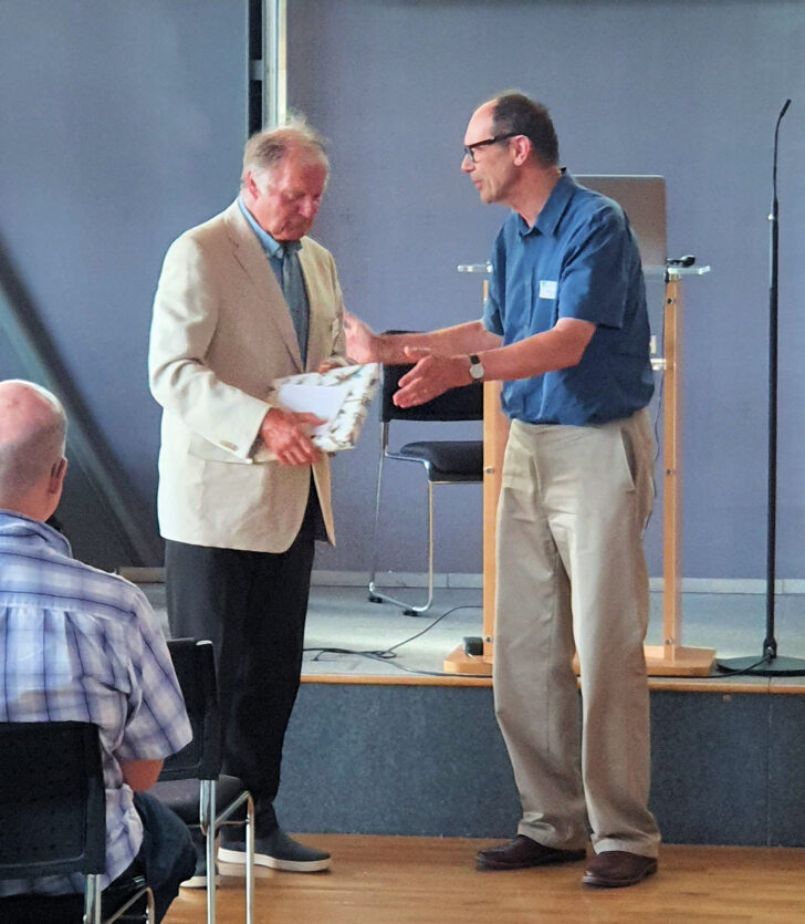 A presentation was made with thanks to the retiring President, Professor Tim O’Riordan after 24 years of service.