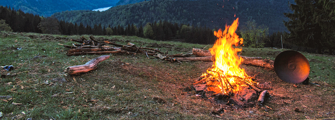 Bonfire in a rural green field