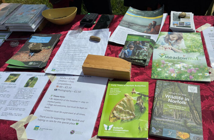 Information brochures and leaflets on display at the Martha's Meadow event
