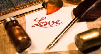 A love letter written with a fountain pen with pots of ink