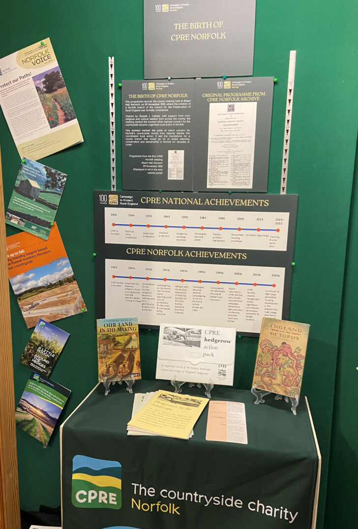Part of CPRE Norfolk's centenary exhibition display at the Diss Museum