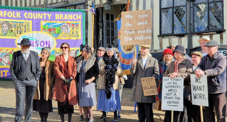 Members of Palgrave Players and Gislingham Variety Club , dressed in 1926 costumes, perform at the Diss museum opening.