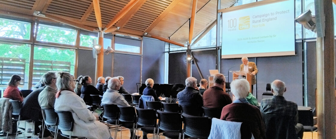 CPRE Norfolk's Treasurer, George Ridgway, speaking at the 2026 AGM
