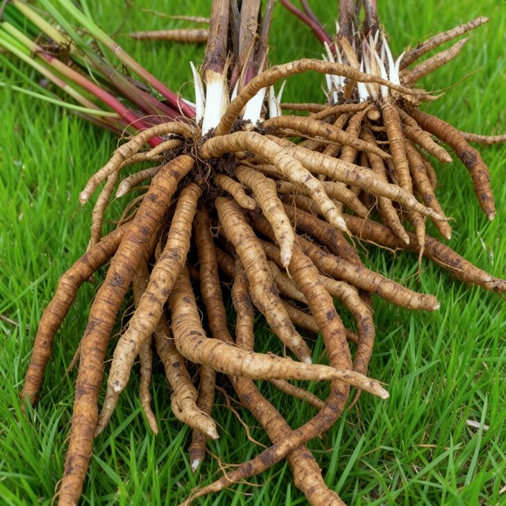 Two bunches of skirret roots