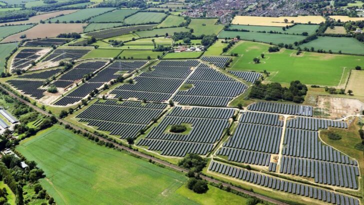 A solar farm being built in Norfolk
