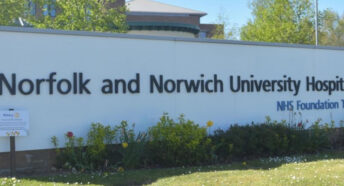 The entrance to the Norfolk and Norwich Hospital